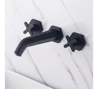 ZYCDP Rubinetto Bagno Lavabo Da Incasso con Maniglia a Croce Rubinetto Lavandino Ottone Nero