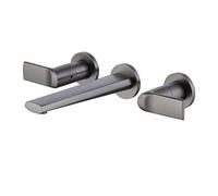 ZYCDP Rubinetto Bagno Lavabo Incasso con Due Maniglie Rubinetti Bagno A Parete In Ottone grigio Canna Di Fucile