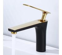 ZYCDP Rubinetto Bagno Lavabo Miscelatore Bagno Monocomando Rubinetto per Lavabo in Ottone Miscelatore Acqua Calda e Fredda, Oro Nero