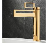 ZYCDP Rubinetto Bagno Lavabo Moderno a Cascata Rubinetto Lavabo Monocomando in Ottone Oro Corto