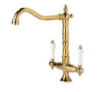 ZYCDP Rubinetto Bagno Lavabo Vintage con Due Manopole Miscelatore Bagno Girevole a 360 Oro