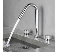 ZYCDP Rubinetto Bagno Tre Fori Due Manopole Miscelatore Lavabo Bagno Ottone Girevole a 360 Cromo