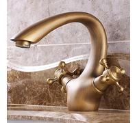 ZYCDP Rubinetto Bagno Vintage con Due Manopole A Croce Miscelatore Bagno Collo di Cigno Antico