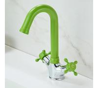 ZYCDP Rubinetto Bagno Vintage Rubinetto Lavabo Girevole a 360 con Due Manopole A Croce Verde