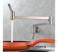 ZYCDP Rubinetto Cucina a Muro 2 Manopole Miscelatore Cucina Ottone Pieghevole acqua Fredda Spazzolato