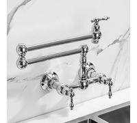 ZYCDP Rubinetto Cucina a Muro 2 Manopole Miscelatore Cucina Pieghevole acqua Calda e Fredda Cromato