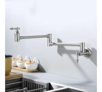 ZYCDP Rubinetto Cucina a Muro 2 Manopole Rubinetto Lavello Cucina Pieghevole acqua Fredda Spazzolato