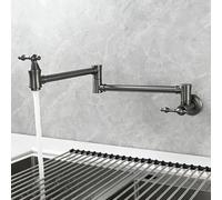 ZYCDP Rubinetto Cucina a Muro con 2 Manopole Miscelatore Cucina Pieghevole acqua Fredda Grigio Canna di Fucile