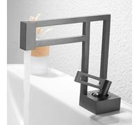 ZYCDP Rubinetto Da Bagno Moderno Rubinetto Lavandino Bagno Monocomando Calda e Fredda Grigio Canna di Fucile