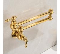ZYCDP Rubinetto da Cucina a Muro Pieghevole Miscelatore Cucina 2 Manopole acqua Fredda Oro