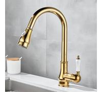 ZYCDP Rubinetto da Cucina con Doccetta Estraibile Miscelatore Cucina Monocomando 360 Gradi Oro