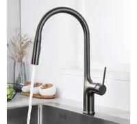 ZYCDP Rubinetto da Cucina con Doccetta Estraibile Ottone Rubinetto Cucina Girevole 360 Grigio Canna di Fucile