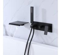 ZYCDP Rubinetto Doccia da Incasso Miscelatore Vasca da Bagno Cascata con Deviatore Rotante Nero