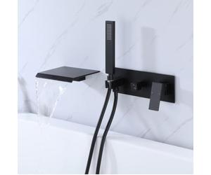 ZYCDP Rubinetto Doccia da Incasso Miscelatore Vasca da Bagno Cascata con Deviatore Rotante Nero