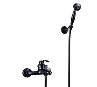 ZYCDP Rubinetto Doccia da Muro Vintage Miscelatore monocomando per Vasca da Bagno Rubinetto da Parete per Vasca da Bagno con Doccetta, Nero Antico A