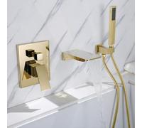 ZYCDP Rubinetto Doccia Incasso A Cascata Rubinetto per Vasca da Bagno Ottone con Doccia oro