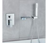 ZYCDP Rubinetto Doccia Incasso con Doccetta Miscelatore Vasca da Bagno Cascata In Ottone Cromato