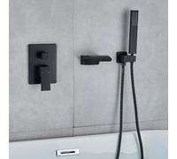 ZYCDP Rubinetto Doccia Incasso con Doccetta Miscelatore Vasca da Bagno Cascata In Ottone Nero