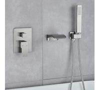 ZYCDP Rubinetto Doccia Incasso con Doccetta Miscelatore Vasca da Bagno Cascata In Ottone Spazzolato