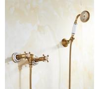 ZYCDP Rubinetto Doccia Vintage Miscelatore Vasca da Bagno a Muro con Doccetta Ottone Antico