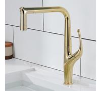 ZYCDP Rubinetto Lavabo Cucina Estraibile con 2 Modas Miscelatore Cucina acqua Calda e Fredda Oro