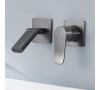 ZYCDP Rubinetto Lavabo Incasso Monocomando Rubinetto Bagno Ottone Pieghevole Calda e Fredda Grigio Pistola