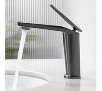 ZYCDP Rubinetto Lavabo Moderno Monocomando Rubinetto Bagno Ottone acqua Calda e Fredda Grigio Canna di Fucile