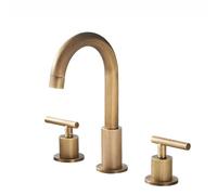 ZYCDP Rubinetto Lavandino Bagno 3 Fori con 2 Manopole Rubinetto Bagno Lavabo Girevole a 360 Antico