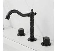 ZYCDP Rubinetto Lavandino Bagno 3 Fori Girevole a 360 Rubinetto Bagno acqua Calda e Fredda Nero