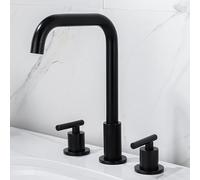 ZYCDP Rubinetto Lavandino Bagno 3 Fori Girevole a 360 Rubinetto Bagno Lavabo con Due Manopole Nero