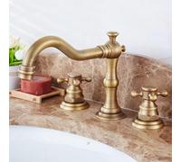 ZYCDP Rubinetto Lavandino Bagno 3 Fori Vintage Rubinetto Bagno Lavabo 2 Manopole Ottone Antico