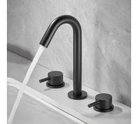 ZYCDP Rubinetto Lavandino Bagno Tre Fori Ottone Rubinetto Bagno con Due Manopole Nero