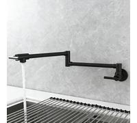 ZYCDP Rubinetto Lavandino Cucina a Muro Miscelatore Cucina 2 Manopole Solo acqua Fredda Nero