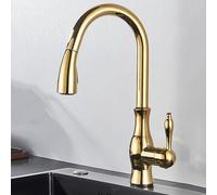 ZYCDP Rubinetto Lavandino Cucina Estraibile Rubinetto Cucina Monocomando Girevole 360 Oro