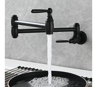 ZYCDP Rubinetto Lavello Cucina a Muro acqua Fredda Miscelatore Cucina 2 Manopole Ottone Nero