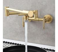 ZYCDP Rubinetto Lavello Cucina con 2 Manopole da Muro Miscelatore Cucina con 2 Modalità Oro Spazzolato