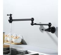 ZYCDP Rubinetto Lavello Cucina con 2 Manopole da Muro Miscelatore Cucina Ottone acqua Fredda Nero