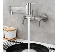 ZYCDP Rubinetto Lavello Cucina con 2 Manopole da Muro Mitigeur Cuisine Pivotant à 360 Spazzolato