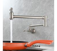 ZYCDP Rubinetto Lavello Cucina con 2 Manopole da Muro Rubinetto Cucina Solo acqua Fredda Spazzolato