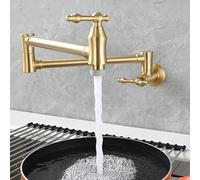 ZYCDP Rubinetto Lavello Cucina da Muro con 2 Modalità Miscelatore Cucina Pieghevole Oro Spazzolato