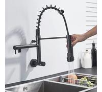 ZYCDP Rubinetto Lavello Cucina da Muro Miscelatore Cucina Molla Nero, Rubinetto Lavello Cucina Doppia Uscita Rubinetto da Cucina Solo acqua Fredda