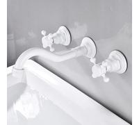 ZYCDP Rubinetto Lavello Incasso Vintage Rubinetto Bagno Lavabo Girevole A 360 In Ottone Bianco