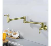 ZYCDP Rubinetto per Lavello Cucina a Muro con 2 Manopole Rubinetto Lavello acqua Fredda Oro Spazzolato