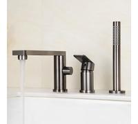 ZYCDP Rubinetto per Vasca da Bagno a 3 Fori Rubinetto Vasca Monocomando con Doccetta Grigio Canna di Fucile
