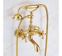 ZYCDP Rubinetto per Vasca da Bagno a Muro Vintage Rubinetto Vasca da Bagno con Doccetta Oro