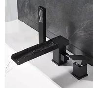 ZYCDP Rubinetto Vasca 3 Fori Monocomando Miscelatore Bordo Vasca Cascata Girevole a 360° Nero