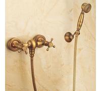 ZYCDP Rubinetto Vasca da Bagno con Doccetta 2 Manopole Rubinetto Doccia da Muro Ottone Antico