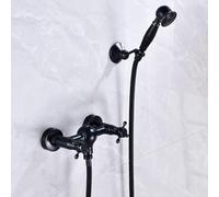 ZYCDP Rubinetto Vasca da Bagno con Doccetta Vintage Rubinetto Doccia 2 Manopole A Croce Antico Nero