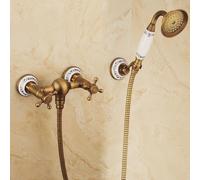 ZYCDP Rubinetto Vasca da Bagno Vintage a Muro Rubinetto Doccia Ottone 2 Manopole A Croce Antico