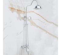 ZYCDP Set Doccia Retrò Ottone Sistema Doccia Acqua Calda e Fredda con Soffione e Doccetta Cromato